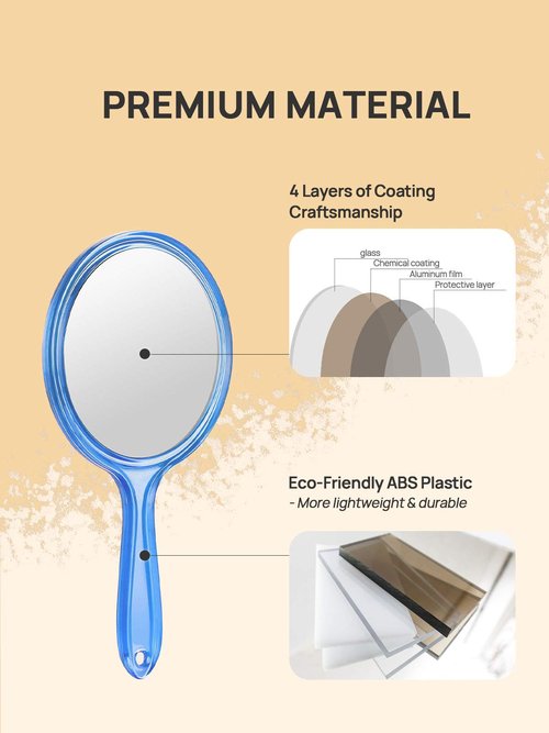 OMIRO Hand Mirror, Double-Sided Handheld Mirror 1X/3X Magnifying Mirror with Handle, Set of 6 (Mix Colors)