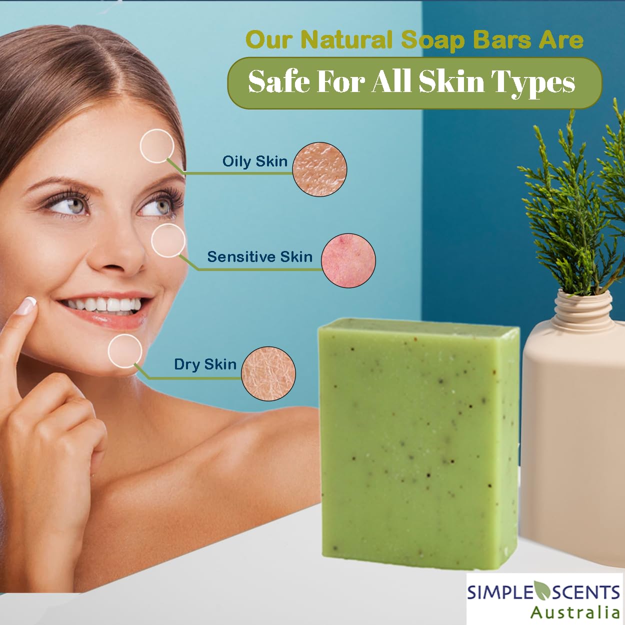 Simple Scents Australia Lemon Myrtle Scented Natural Soap Bars (12 Bars), 3.5oz Moisturizing French Triple Milled Soap Bars Enriched with Shea Butter - Pure Plant Oil Bath & Body Bars
