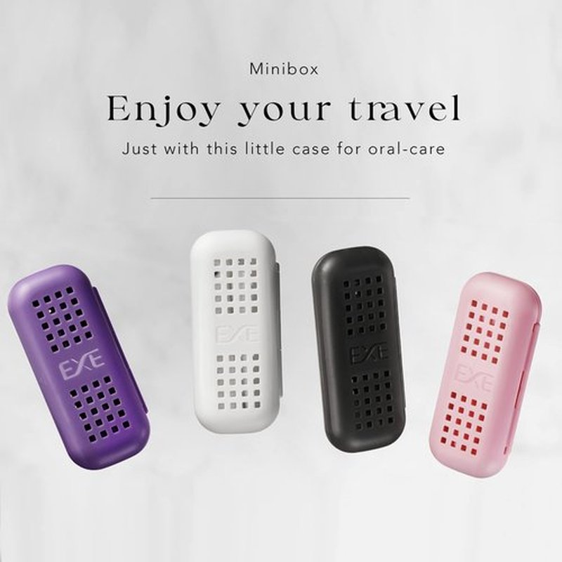 Minibox Folding Travel Toothbrush with Dual-Length Bristles & Case, Compact Mini Design for Business Trips, Camping, and Outdoor Activities, 1 Pack with 2 Extra Replaceable Brush Heads, Black & White