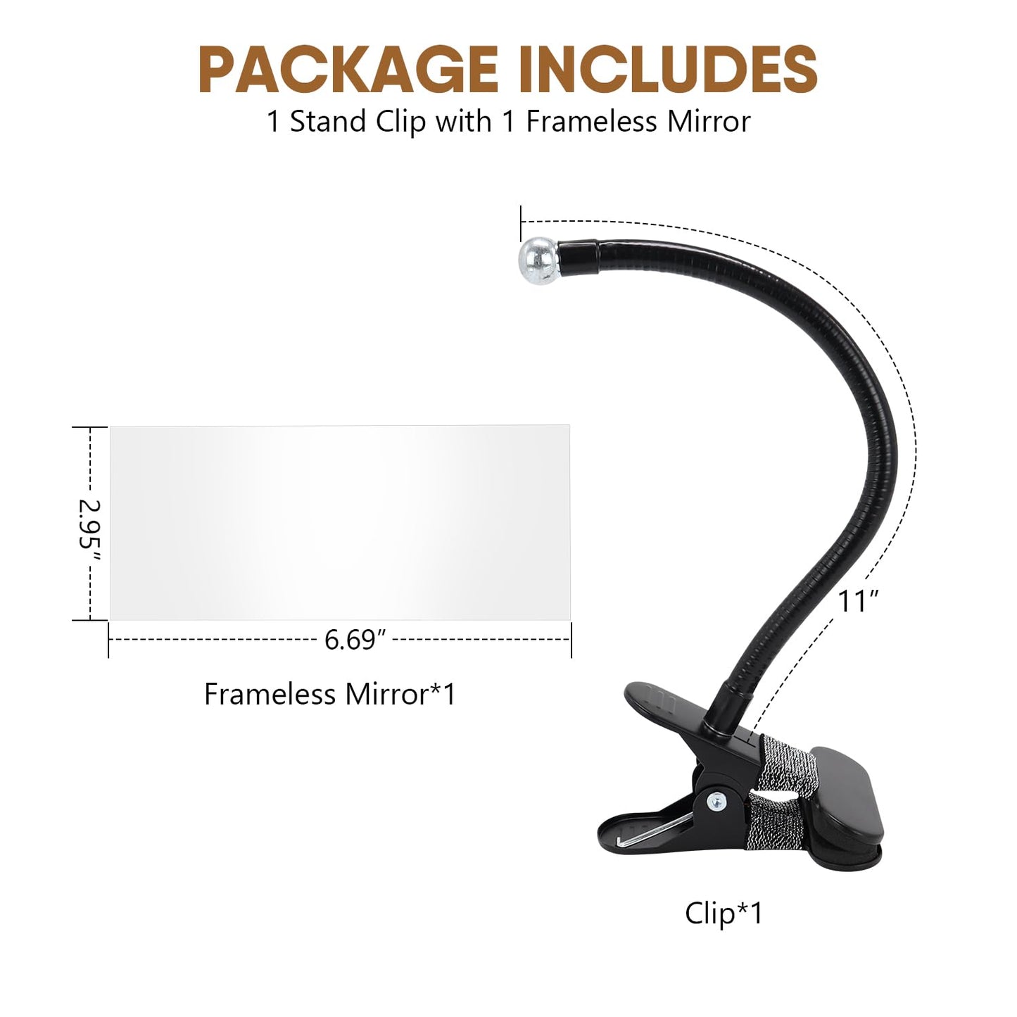 StartFine Clip-on Mirror for Desk Convex Rear View Mirror Office Cubicle for Personal Safety Monitor Computer to See Behind You Flexible Gooseneck Rectangle 6.69"x2.95" Frameless