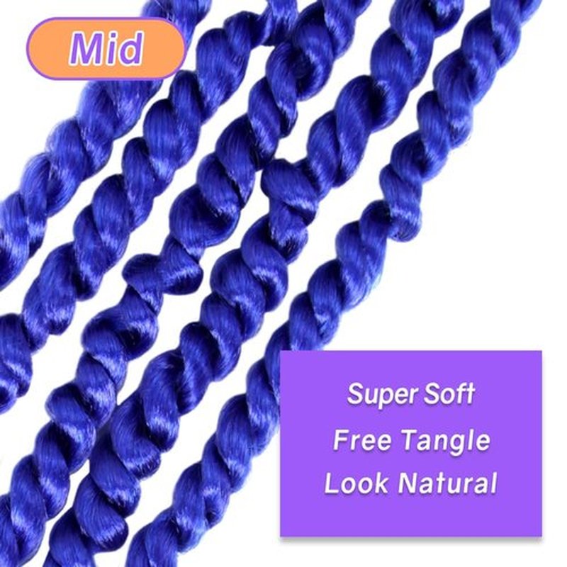 LOCSBYHAND 30 Inch Long Pre-looped/twisted Passion Twist Crochet Hair 4 Packs for Mixed-color Using (4 Packs, Blue)
