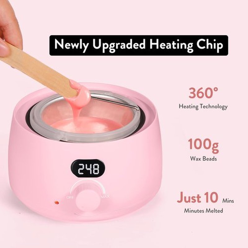 Digital Wax Warmer for Hair Removal : LCD Professional Waxing Pot Hard Wax Heater for Waxing - 14 oz Melt Wax Beads Pot and Transparent Lid(Pink)
