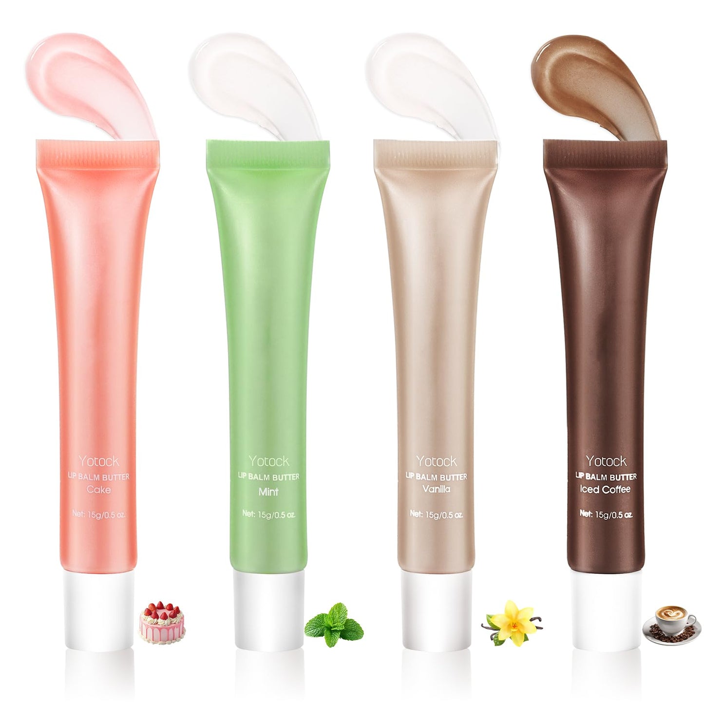 4 PCS Summer Lip Glossy Butter Balm Set, Tinted Lip Balm Long-Lasting Hydrating and Moisturizer, Glitter Lip Glossy Soften Dry Lips and Lip Care, Christmas, Birthdays Gifts for Women and Teen Girls