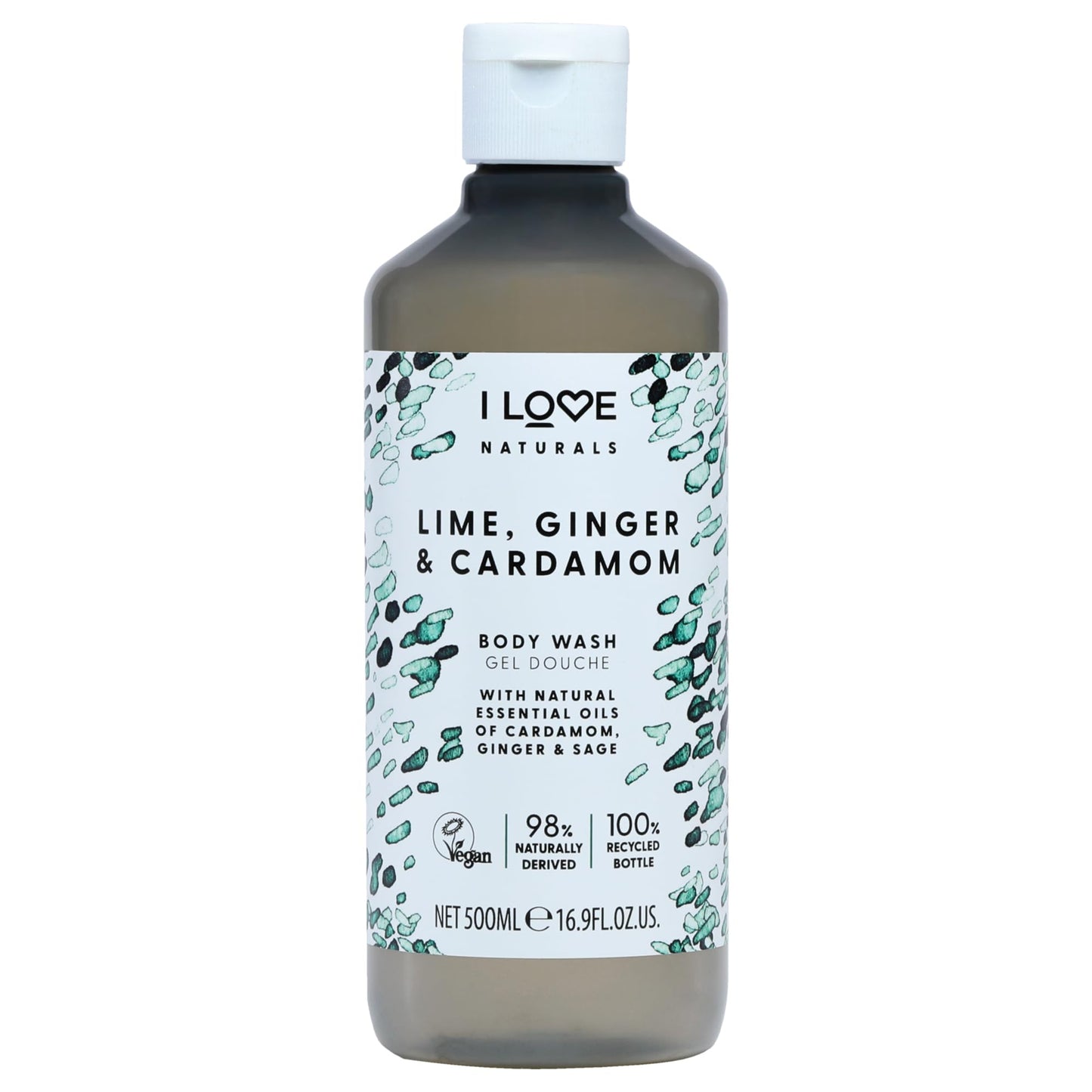 I LOVE Naturals Lime, Ginger, and Cardamom Body Wash - Moisturizing Body Wash - Infused with Essential Oils - Plant-Based Body Cleanser - 16.9 oz