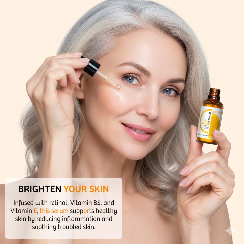 Elite Glow: Best Vitamin C Serum for Face with Vitamin E, Retinol & Hyaluronic Acid - Anti Aging Serum Erase Fine Lines, Dark Spots while Hydrate & Brighten All Skin Types of Men & Women | 1Fl Oz