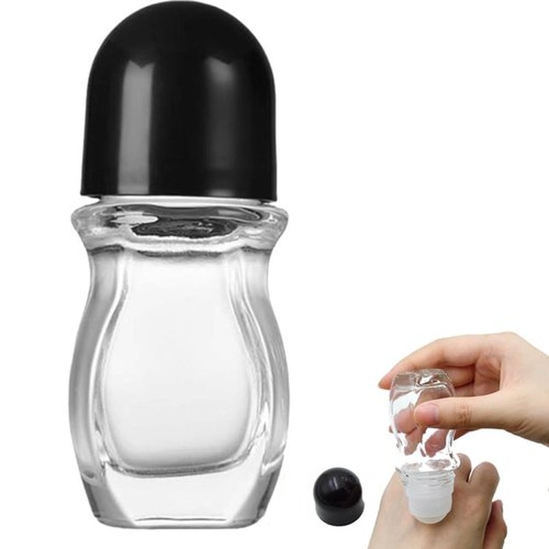 Generic 1PCS Glass Empty Roller Bottles with Plastic Roller Ball, Deodorant Roll On Bottles Containers Leak Proof Massage Roller Ball Bottles with Cap For Essential Oils Perfume Cosmetics(30ml)