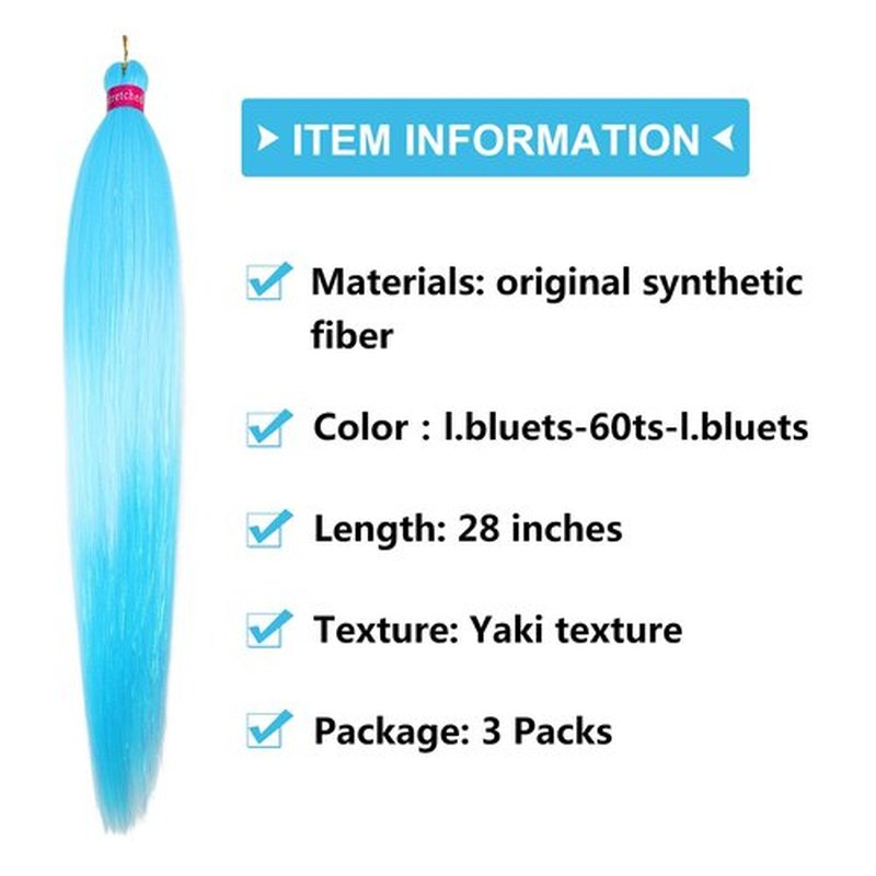 Upgraded Braiding Hair Extension Mix Tinsel, Pre Stretched Braiding Hair for Braiding Twist Braids Itch Free Hot Water Setting Yaki Straight Hair