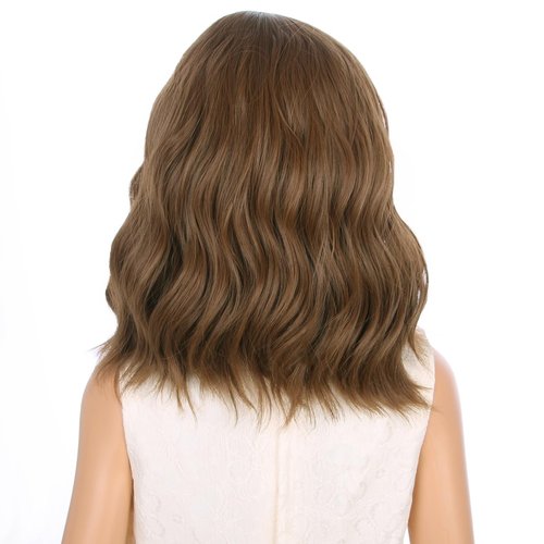 PATTNIUM Kids Chocolate Brown Wig Child Light Brown Wig Short Bob Wavy Cury Wig Girls Brown Hair Synthetic 12" Wigs with Wig Cap