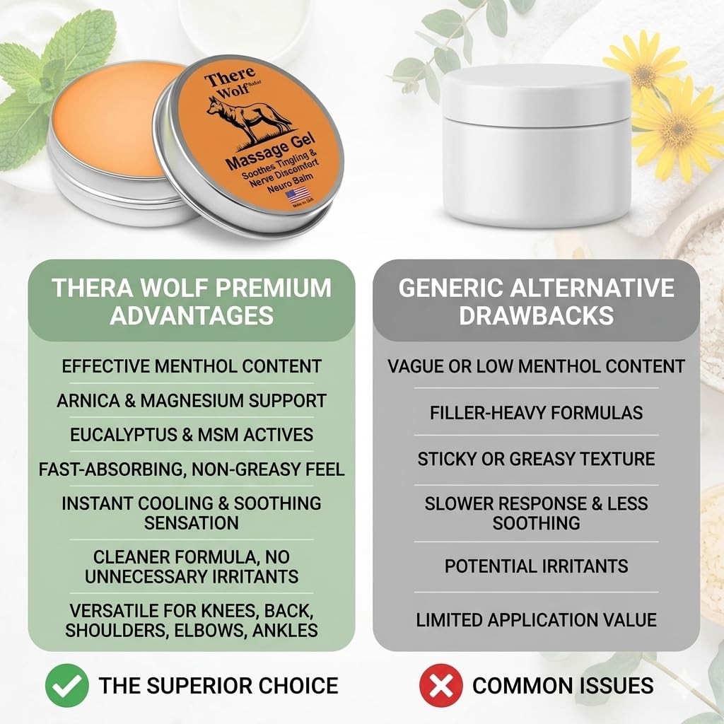 Official WoIf Pain Relief balm, Joint Soothing Cream, Natural Herbal Body Cooling Soothing Body Cream with Magnesium, Arnica Oil, Camphor Blue, Chamomile & Menthol Extract