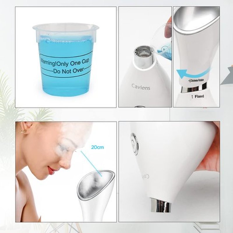 Facial Steamer-Nano Ionic Facial Steamer Warm Mist Humidifier Atomizer Sprayer Moisturizing Face Steamer Home Sauna SPA Face with 4 Piece Stainless Steel Skin Kit and Hair Band(Green)
