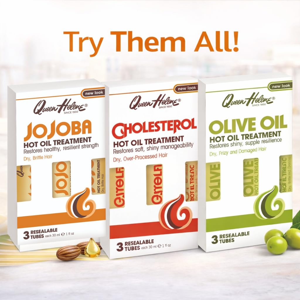 Queen Helene Cholesterol Hot Oil Treatment in Resealable Tubes, 3-1 fl oz (29.57 ml) tubes
