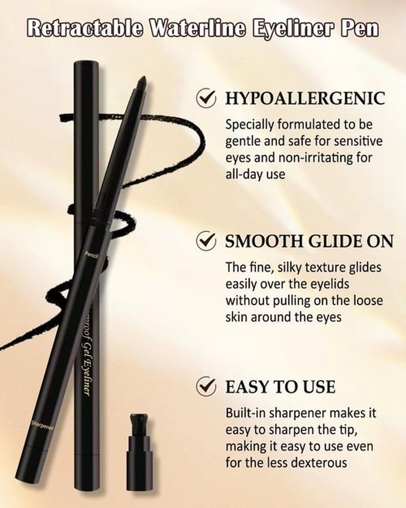 Brown Mascara & Eyeliner Set for Older Women 60 Plus, Tubing Mascara Volume and Length, Cream Waterline Eyeliner Gel Pencil, for Thinning Lashes, Sensitive Eyes, Waterproof Smudge Proof Long Lasting