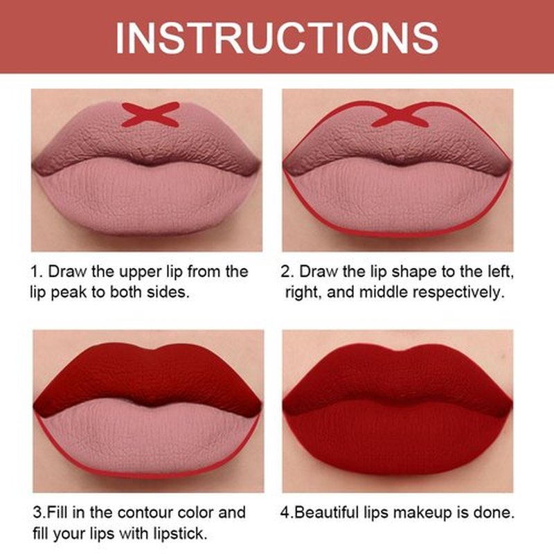 2 in 1 Red Matte Lip Liner & Lipstick Combination, DNM Metallic Dual Ended Lipstick, Lip Liner, Lip Gloss, 24 Hour all Day Long-Lasting Waterproof Lipliners Pencil for Women Lip Makeup Gift Set 01#