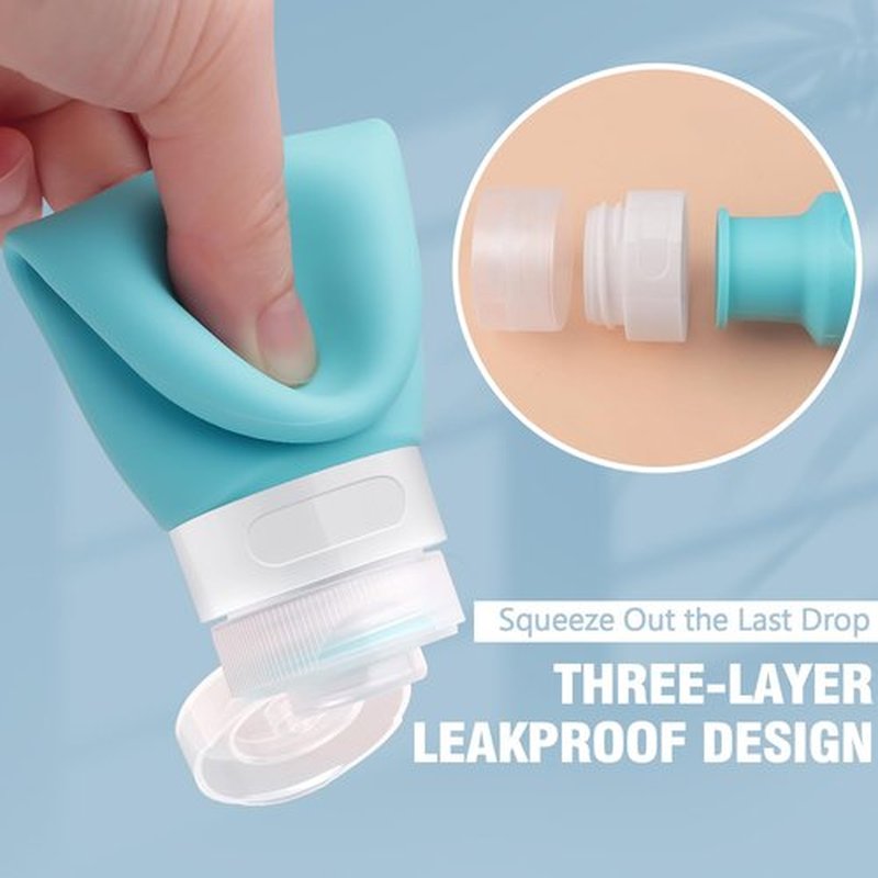 AMMAX Travel Bottles for Toiletries 3 oz with Labels Silicone Leak Proof Travel Size Containers for Shampoo Lotion Refillable Travel Bottles Portable Size as Reusable Travel Accessories 5 pack