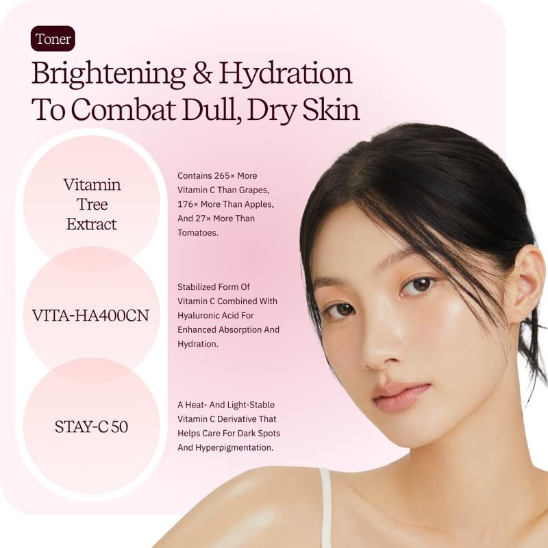 ByUR Vita Giving Keep Radiance Toner - Brightening & Hydrating, Dark Spots & Hyperpigmentation, Uneven Skin Tone, Hyaluronic Acid, Niacinamide, & Vitamin C, Gentle Facial Pore Care Korean Skincare