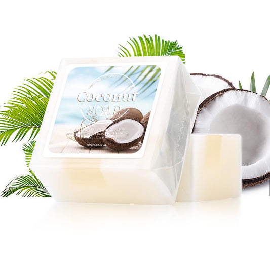 AKARY Coconut Soap For Face & Body, Moisturizing Handmade Soap Bar, Oil Control Deep Cleansing Exfoliation Mild Smooth Skin Shrink Pore for Daily Skin Care