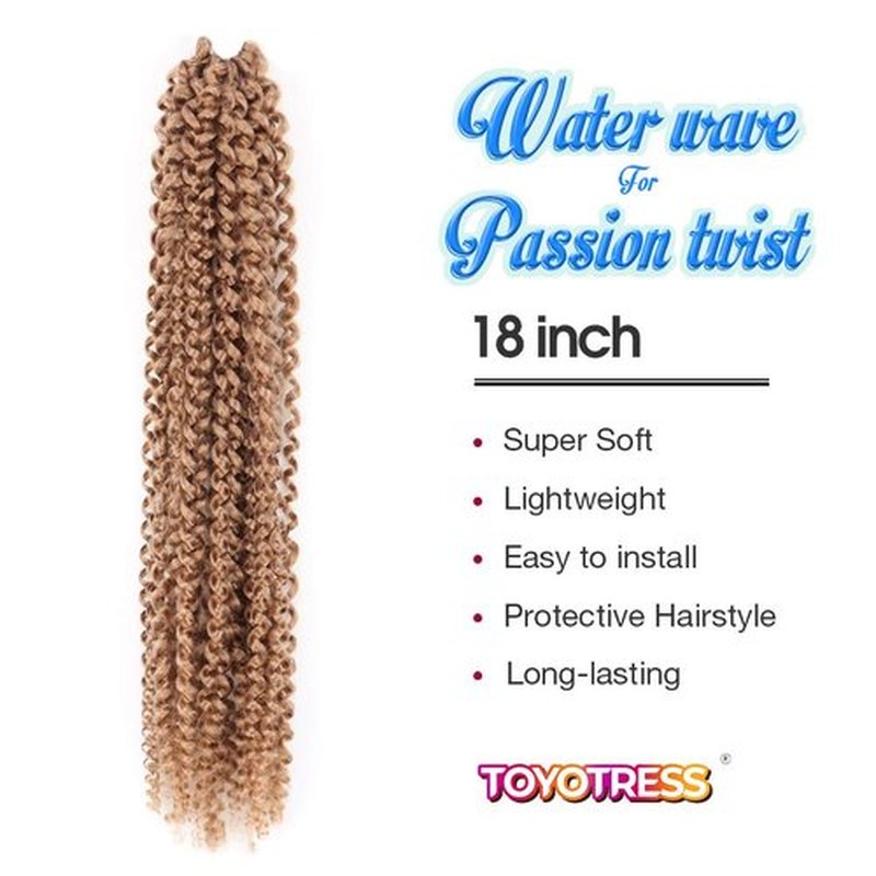 Passion Twist Hair - 18 Inch 7packs Blonde Water Wave Crochet Braids Synthetic Braiding Hair Extensions (18 Inch 7Packs, 27#)…