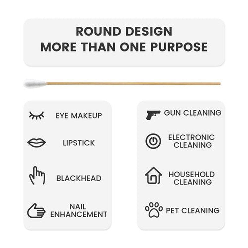 500PCS 6" Cotton Swabs with Storage Case - Lint Free Sturdy Cotton Swabs with Bamboo Handle - Long Cotton Swab for Gun Cleaning, Makeup, Electronic