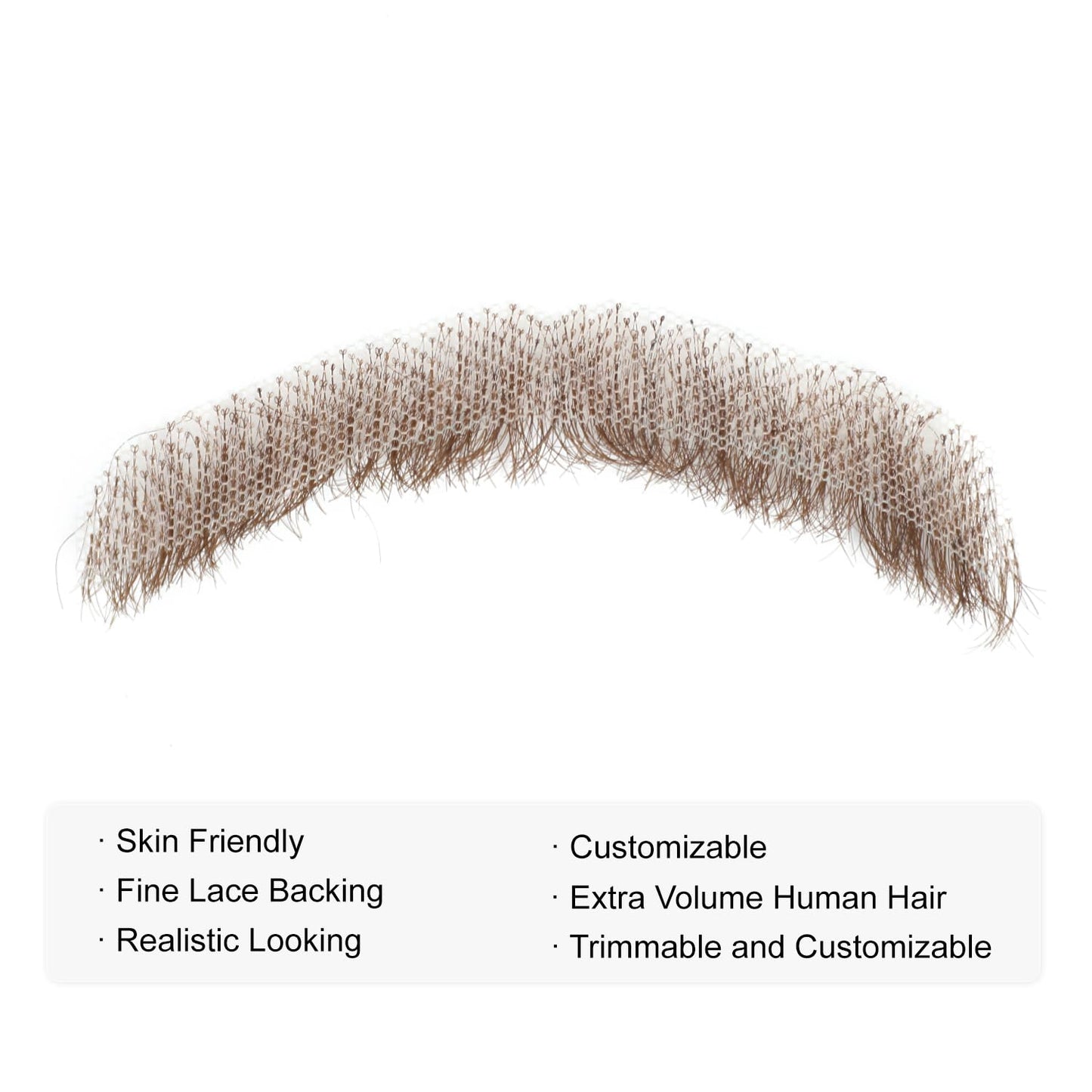 Parceria Fake Beard, Theatrical Grade Lace Backing Fake Mustache, Soft Human Hair Hand Knotted Men Adults Realistic Beard Costume for Holiday, Theater, Drama, Costume Parties and more (Brown)