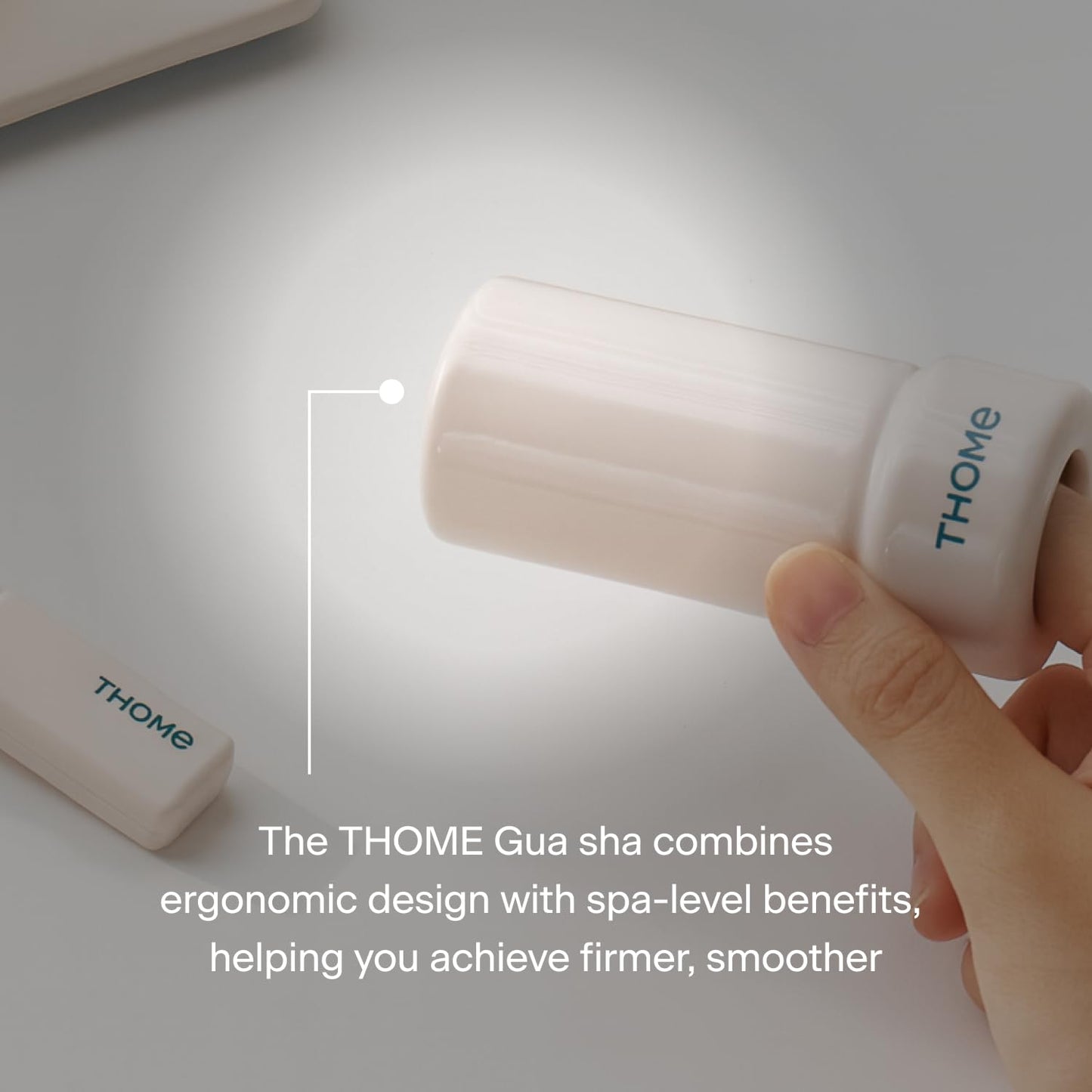 THOME Ceramic Gua Sha Tool, Ergonomic Porcelain Facial Massager for Daily Skincare Routine, Smooth-Glide Face & Jawline Care, Self Care Gift, Korean Skincare Beauty Tool