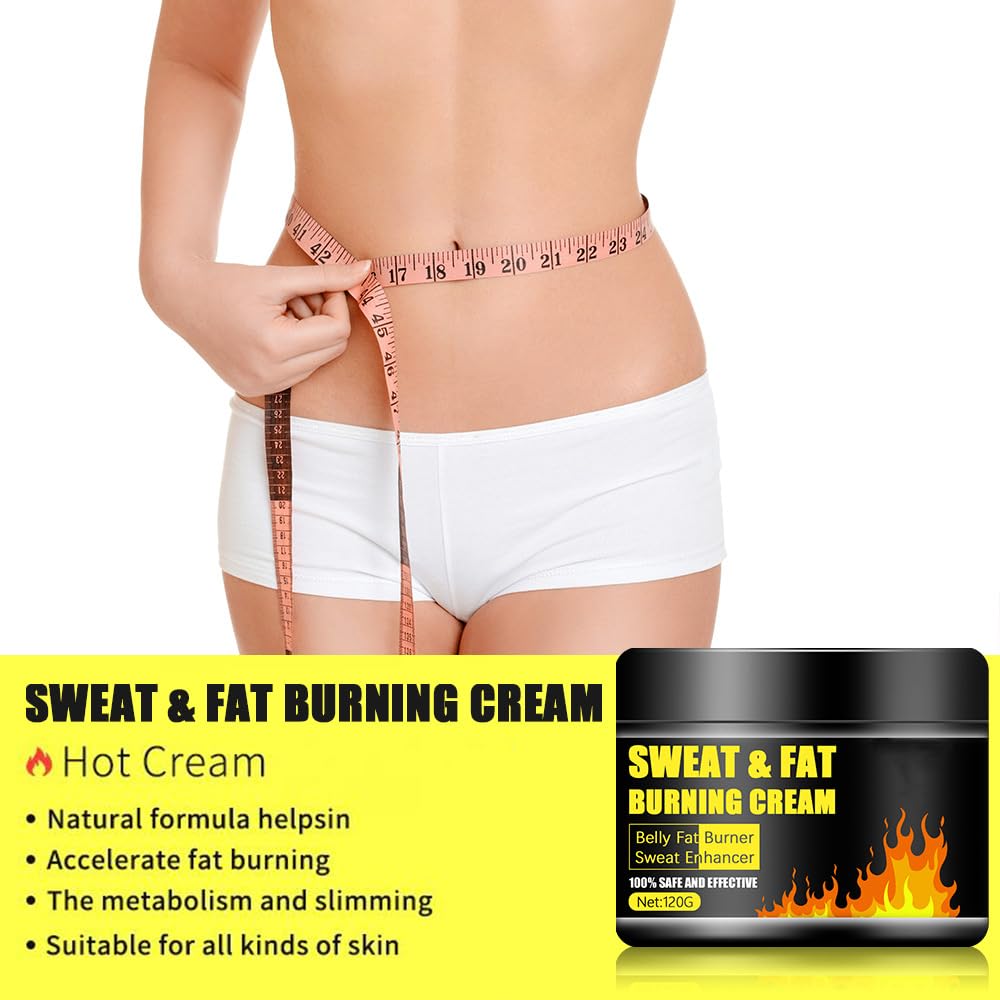 Sweat & Fat Burning Cream，Belly Fat Burner Sweat Enhancer，Slimming Massage Cream，Burns cellulite on thighs, legs, abdomen and buttocks，Suitable for both men and women，4.23 OZ