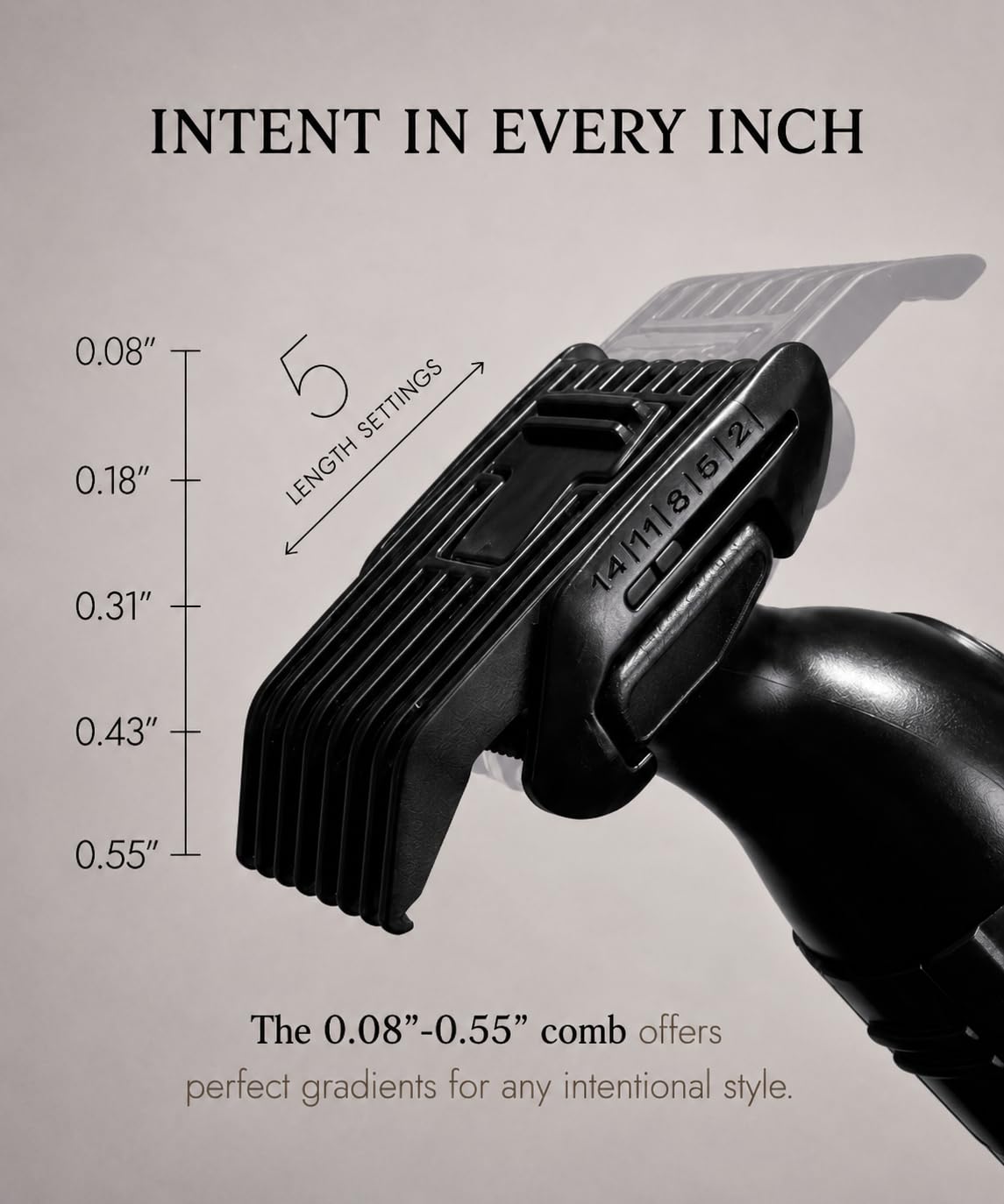 URBANER Mustache Trimmer – 0.8" Wide Blade, Waterproof & Adjustable, 0.08”-0.55” Precision Settings, Lightweight Grooming Clipper with Japanese Steel Blade for Travel Use (Black and Gray)