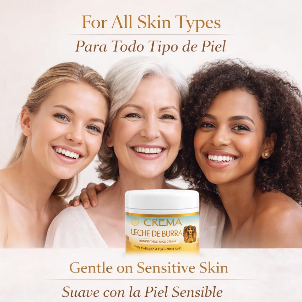 HIGH SUPREME Donkey Milk Face Cream(Leche de Burra) – 120g With Collagen & Hyaluronic Acid – Nourishing & Hydrating Moisturizer – For Sensitive, Dry & Mature Skin – Anti-Aging & Skin Renewal