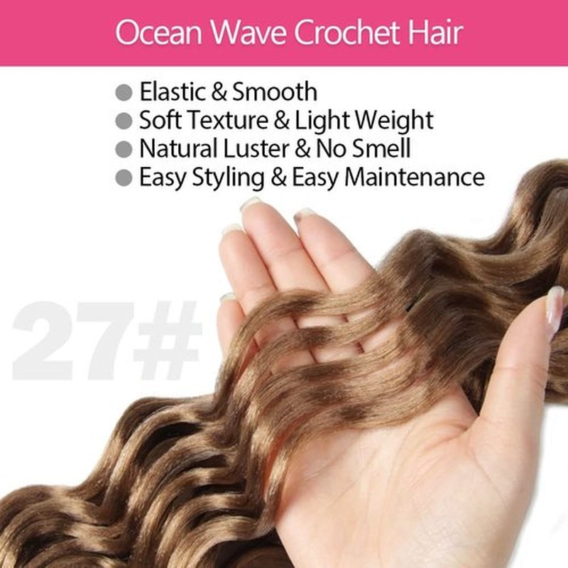 Niseyo NU Short Ocean Wave Crochet Hair 9 Inch 8 Packs Deep Wave Crochet Hair Synthetic Wavy Crochet Braids (27# Honey Blonde)