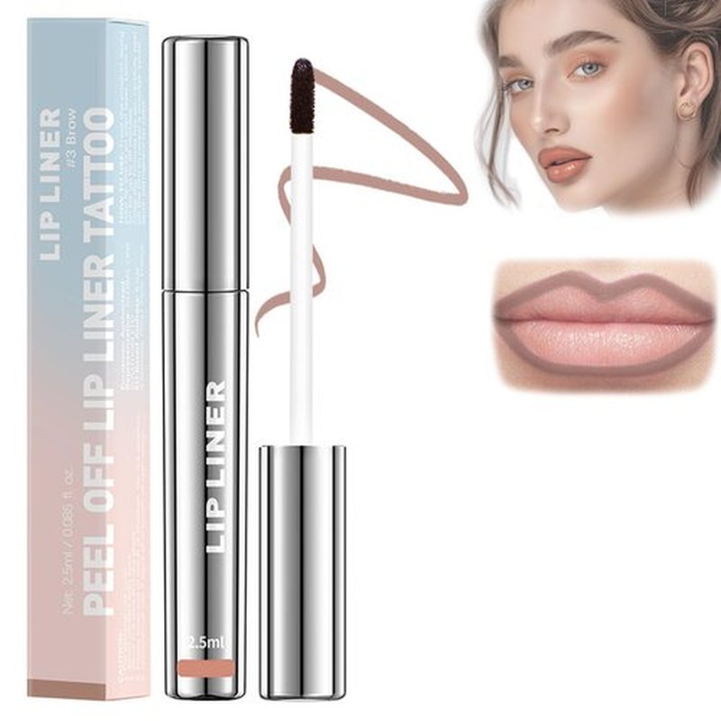 KDGENG Timbersonic Peel Off Lip Stain, 2.5ml/0.08fl.oz Boulari Peel Off Lip Liner Stain, Long Lasting Peel Off Lip Liner Stain Pinked, Boulari Lip Stain Peel Off Waterproof (#3 Brow)