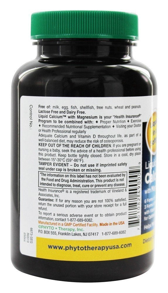 Phyto Therapy, Liquid Calcium Single, 90 Count