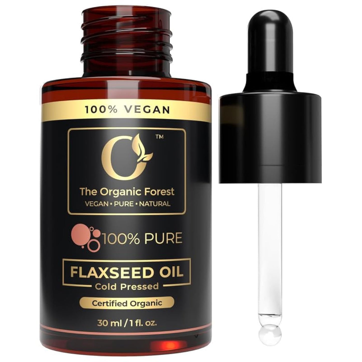 100% Plant Based Organic Flaxseed Oil for Hair and Skin Care - Aceite de Lino - Non-Greasy, Fast Absorbing Cold Pressed Flax Seed Oil (Linseed) for Aromatherapy and Massage | Natural Moisturizer