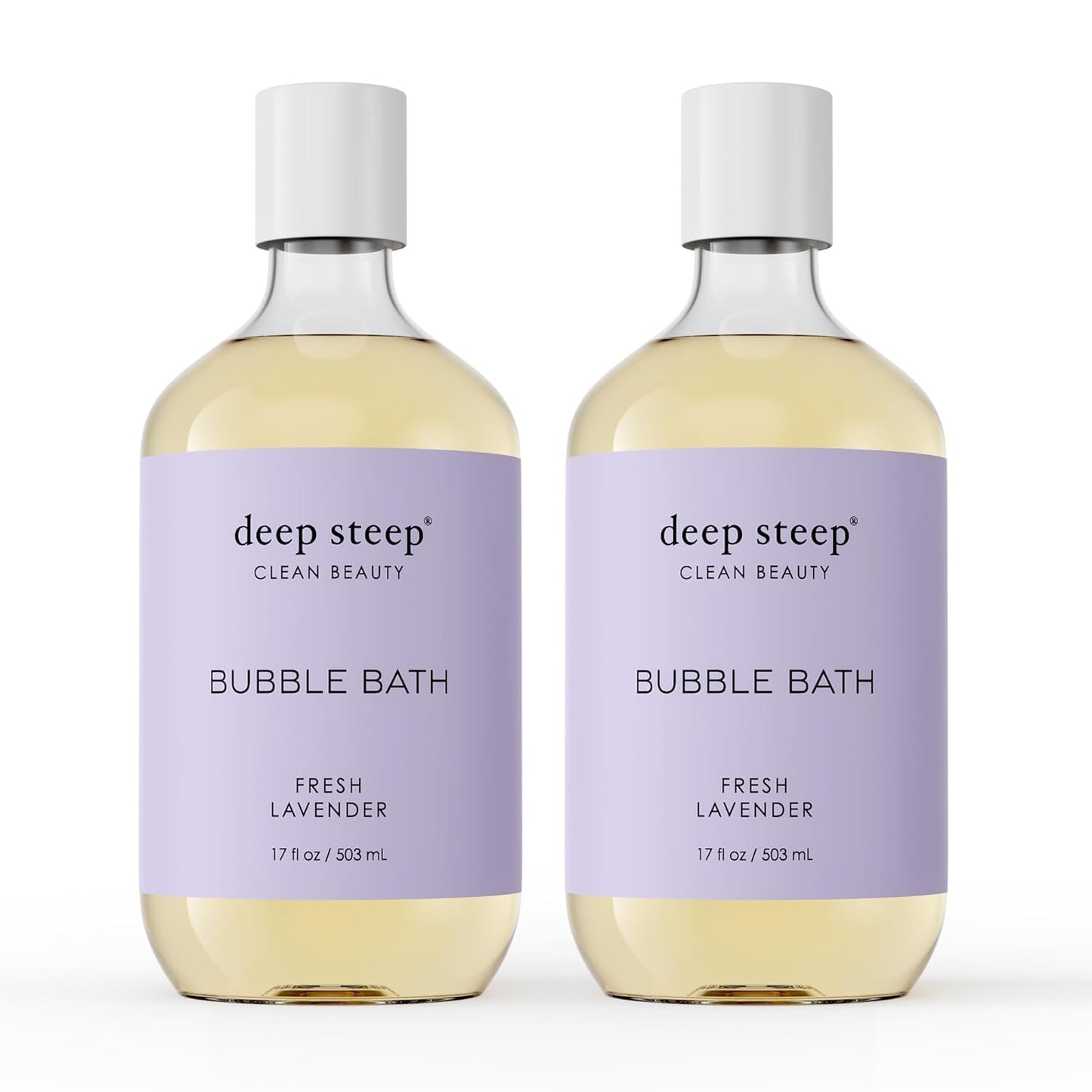 Deep Steep Bubble Bath, Lavender Chamomile, 17 oz (Pack of 2) – Soothing Soak with Shea Butter, Argan Oil, Aloe Vera & Coconut Oil – Vegan, Sulfate-Free, PH-Balanced Clean Beauty