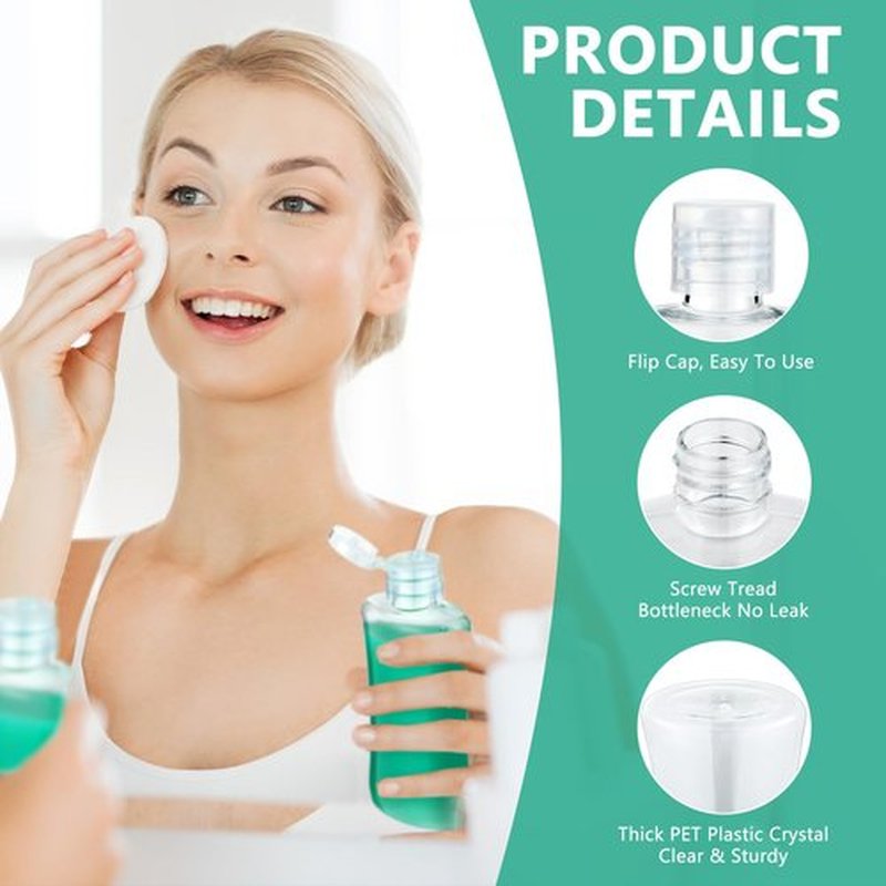 Domensi 36 Pcs 3.4 oz Travel Bottles with Flip Cap Clear Plastic Travel Size Containers Portable Leak Proof Squeeze Bottle Refillable Empty Cosmetic Containers for Liquid Shampoo Lotion(Clear)