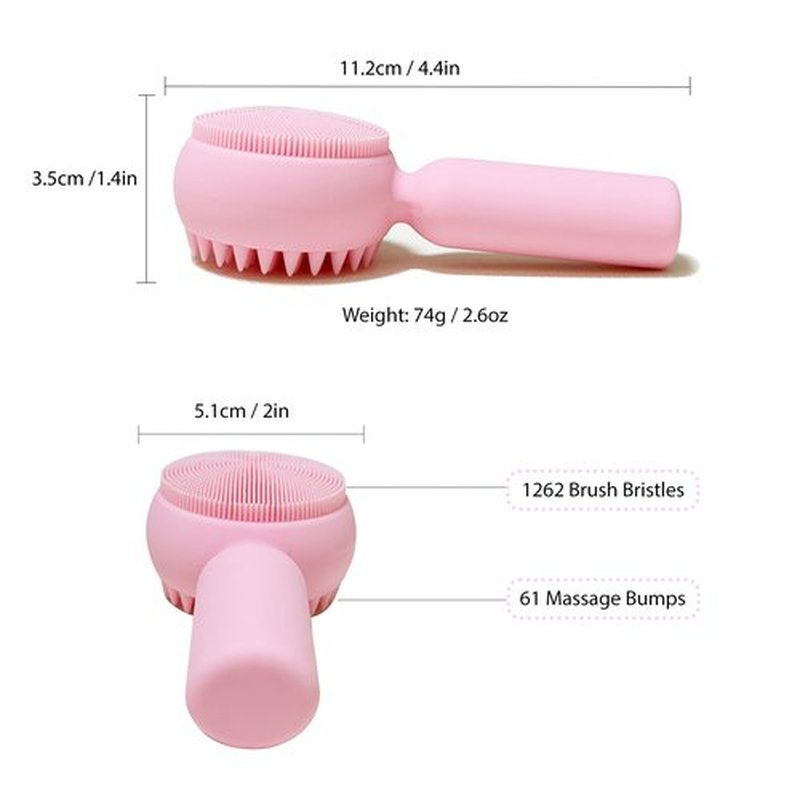2 PC Silicone Facial Cleansing Brush 2 in 1 Facial Scrubber Manual Exfoliating Facial Brush Face Cleanser Face Exfoliator Ultrafine Bristles for Sensitive Skin Easy to Clean Lather Well(Pink&Green)