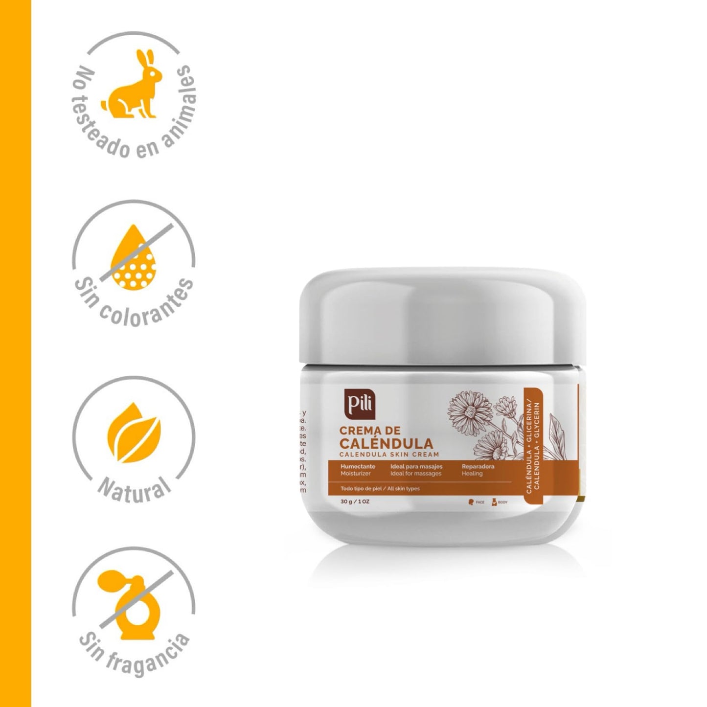 Pili Natural Calendula Cream Hydrating Moisturizer for Dry, Rough, or Chapped Skin Soothing Face, Hand & Body Cream with Beeswax & Glycerin 3 Pack x 1 oz Each