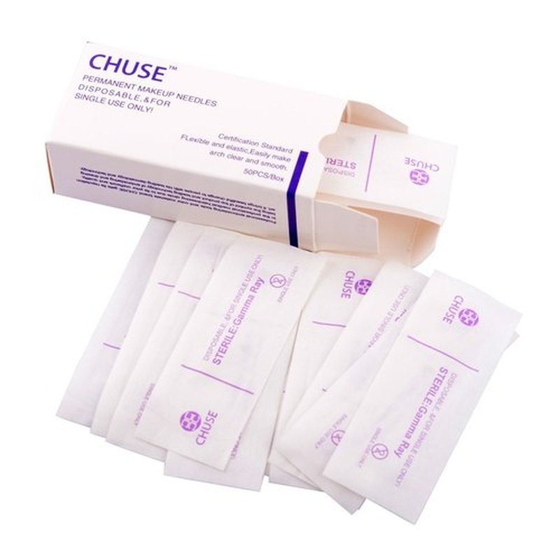 Chuse S16 50pcs Permanent Makeup Manual Eyebrow Tattoo Needle Curved Blade 16 Needles