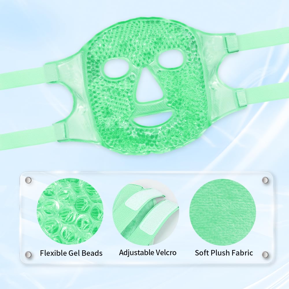 CONBELLA Cold Face Eye Masks Ice Face Mask Hot Cold Compress | Dark Circles, Puffiness, Migraines & Headache, Reusable Cooling, For Women and Men