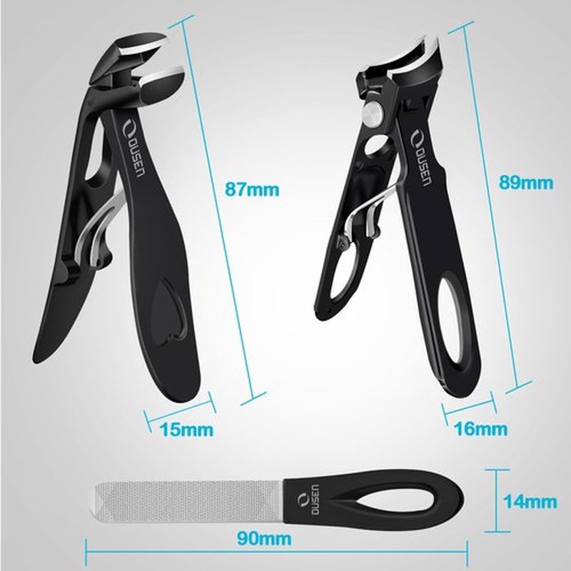 Toenail Clippers for Thick Nails, Angled Head Toe Nail Clippers for Men& Women, Wide Jaw Fingernail Clippers with Catcher, Ingrown Toe Nail Cutter with Slanted Curved Blade Nail Trimmer for Seniors