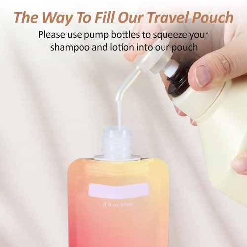 PACKISM Travel Bottles for Toiletries - 24 Pack Leak Proof 3oz TSA Approved Travel Pouches, Stand Up, Slim & Lightweight Design, Space Saving, Pack More Shampoo Conditioner Lotion Body Wash