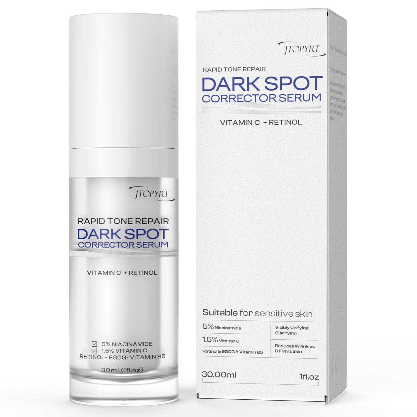 Jtopyrt Dark Spot Corrector Serum: Retinol & Vitamin C Complex for Hyperpigmentation & Acne Scars for Men & Women - 1.7oz