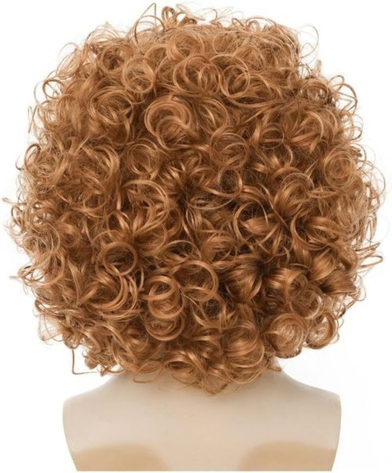Salaibs Mens Blonde Curly Short Wig Afro Realistic 70s 80s Rocker Hair Wig Natural Looking Synthetic Shag Cosplay Daily Cap Wig