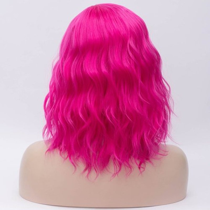 Cying Lin Short Bob Wavy Curly Wig Dark Pink Wig For Women Cosplay Halloween Wigs Heat Resistant Bob Party Wig Include Wig Cap (Dark Pink)