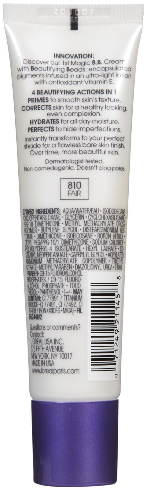L'Oréal Paris Makeup Magic Skin Beautifier BB Cream Tinted Moisturizer, Fair, 1 fl oz, 1 Count