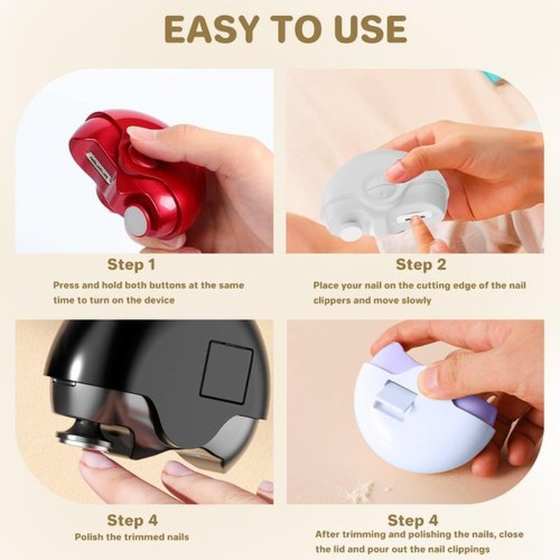 2 in 1 Electric Polishing Automatic Nail Clippers, Electric Nail Clipper,Electric Nail Trimmer with 2 Adjustable Speeds,Professional Fingernail Toenail Clipper Cutters for Seniors,Kids,Adults (White)