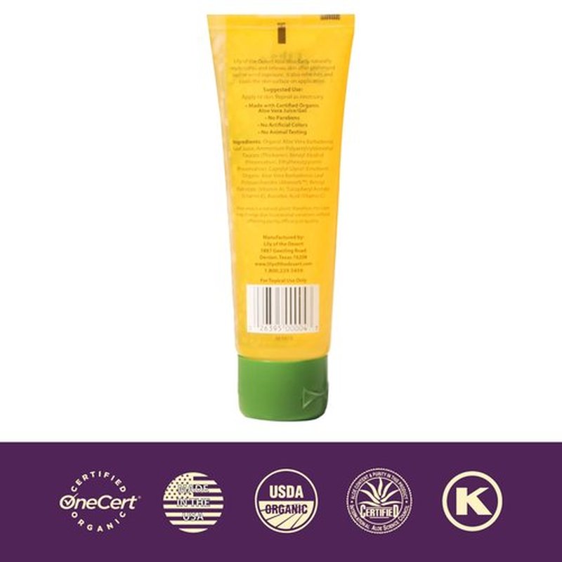 Lily Of The Desert Gelly Moisturizer - 99% Organic Aloe Vera Gel for Skin, After Sun Care with Aloe, Vitamin E Oil, and Vitamin C for Sunburn Relief, 4 Fl Oz