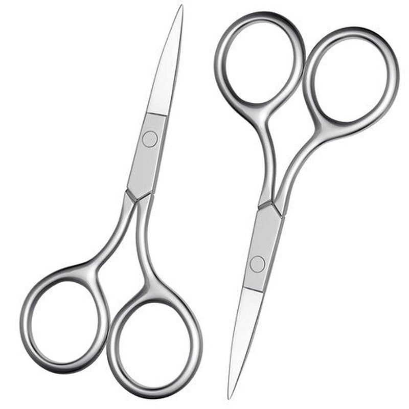 Eyebrow Scissors, Small Scissors for Hair, Eyebrows, Nose Hair, Beard, Eyelashes, Cuticle. Stainless Steel Fine Straight Tip Nose Hair Scissors -ASONTAO (2Pcs Eyebrow Scissors)