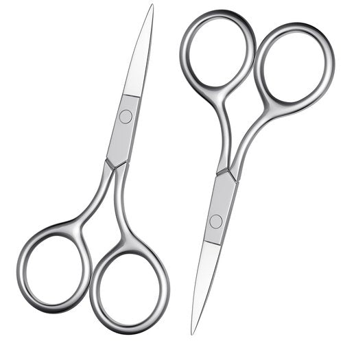 Eyebrow Scissors, Small Scissors for Hair, Eyebrows, Nose Hair, Beard, Eyelashes, Cuticle. Stainless Steel Fine Straight Tip Nose Hair Scissors -ASONTAO (2Pcs Eyebrow Scissors)