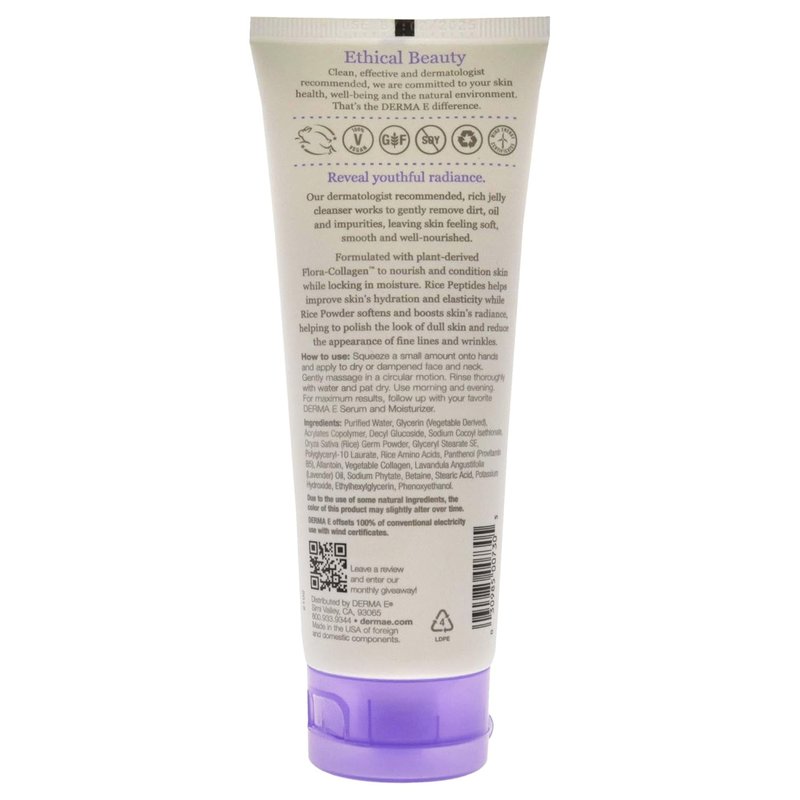 Derma-E Advanced Peptides Vegan Collagen Cleanser - Brightening Face Wash for Hydration & Anti-Aging | 4 Oz (Pack of 2)