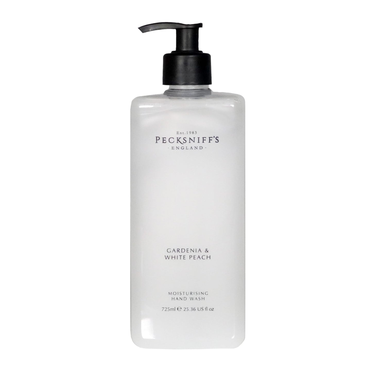 Pecksniff's Gardenia & White Peach Hand Wash – Luxury Liquid Hand Soap 725 ml/24.52 fl oz, Softening, Hydrating, Revitalising, Cruelty-Free, Made in England