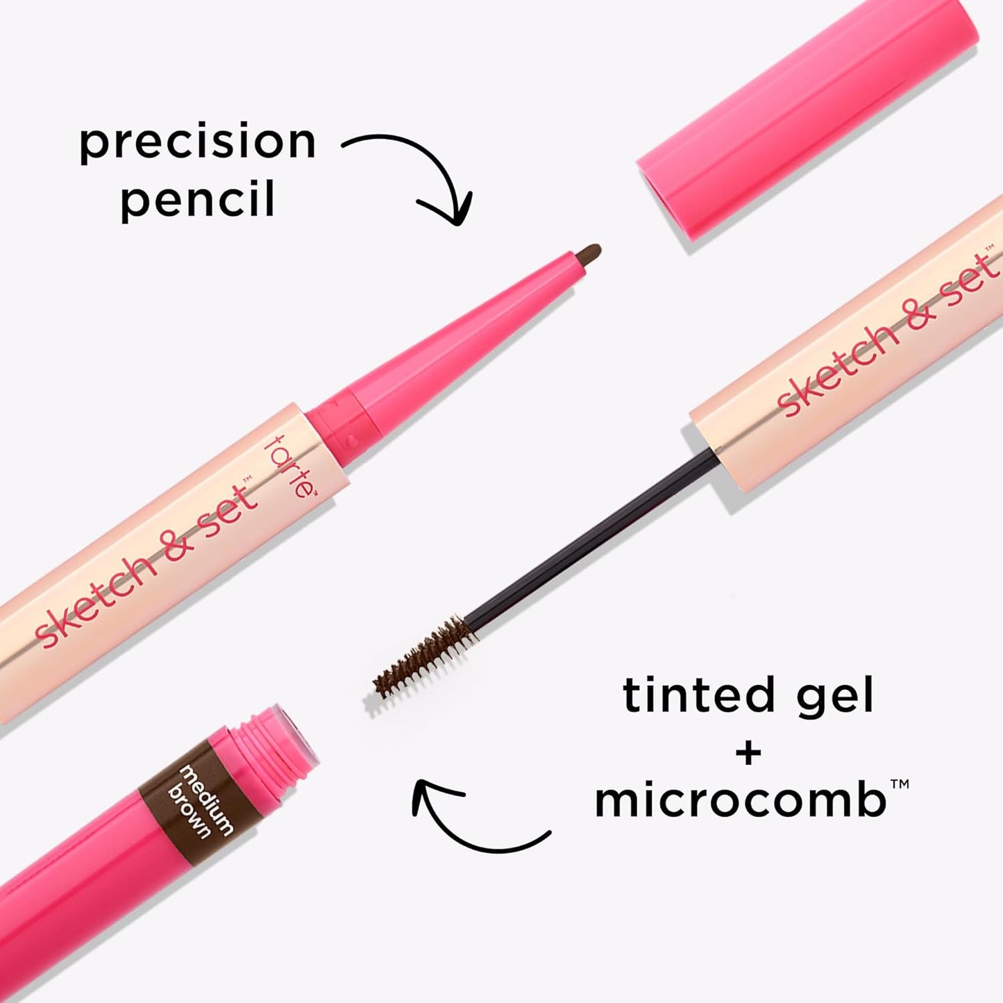 tarte big ego sketch and set brow pencil and tinted gel